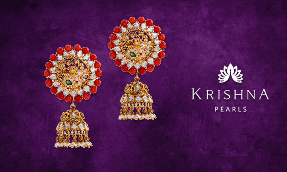 Buy Gold Earrings Online at Krishna Pearls