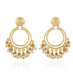 Buy Chandbali Yellow Tinted Antique Pearl Earrings