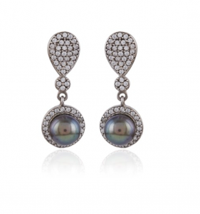 Buy Deep Blue Pearl Dangle Earrings