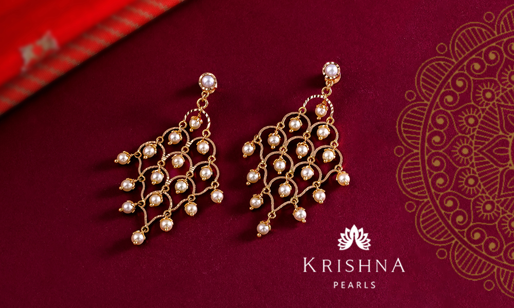 Best Gold Pearls Earrings at Krishna Pearls