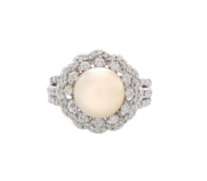 Buy Floral Pearl And Diamond Ring