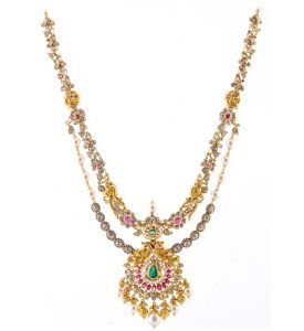 Buy Gold with Diamond Pacchi necklace at Krishnapearls