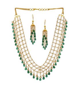 Buy Layered Pearl and Emerald Necklace