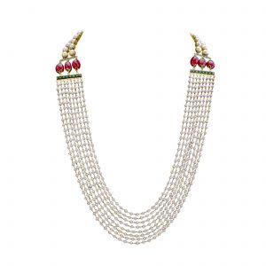Multi-Strand Pearl Necklace with Ruby