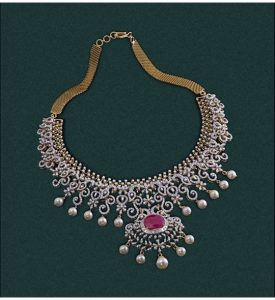 Buy Peacock Themed Diamond Necklace at Krishnajewellers