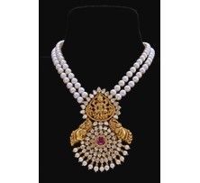 Buy Pearl Necklace with Gold Lakshmi Pendant