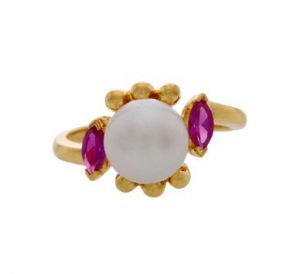 Pearl & Ruby Finger Ring