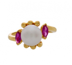 Buy Pearl and Ruby Finger ring