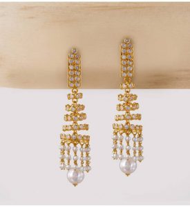 Buy Pearls Yellow Gold Jhumka Earrings