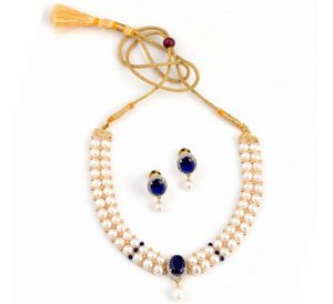 Buy Pearls and Blue Stone Set