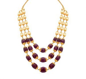 Buy Ruby Beads And South Sea Pearls Chain