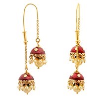 Sui Dhaga Jhumki with Pearl and Gold