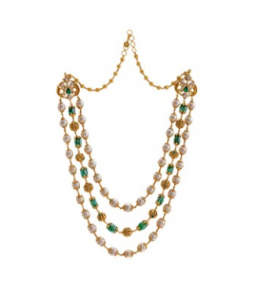 Buy Three Line Emeralds Beads Mala at Krishnapearls
