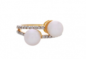 White Pearls Twisted Finger Ring