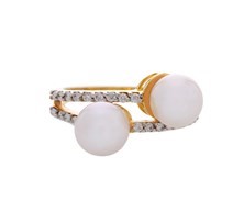 Buy White Twisted Ring with 2 Pearls at Krishna Pearls