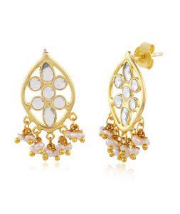 Buy Yellow Tinted White CZ Stones Pearl Earrings