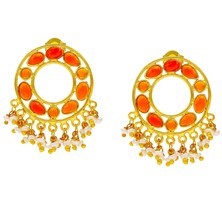 Chandbali Earrings With Clusters of Pearls