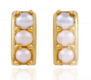 Heavy Pearl Earrings With Yellow Finish And Pearl Studs