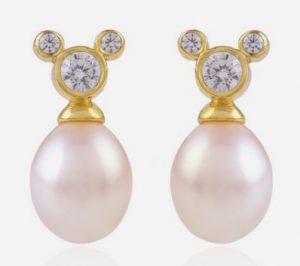 Heavy Pearl Earrings With Yellow Tint And CZ Stones