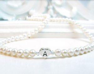 Kids’ Pearl Necklace With Alphabet Pendant