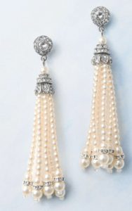 Stone Studded Pearl Tassel Earrings