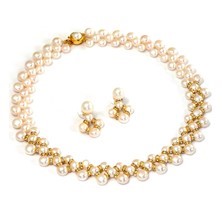 Woven Pearl Necklace With Shiny Czs