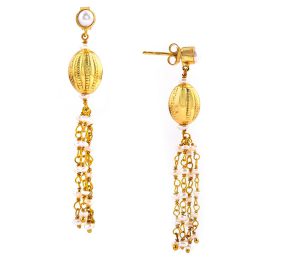 Yellow pearls Tassel earrings