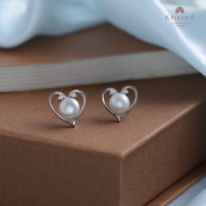 uy Silver Pearl Earrings Designs at Krishna Pearls