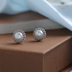 buy silver studs at krishna pearls